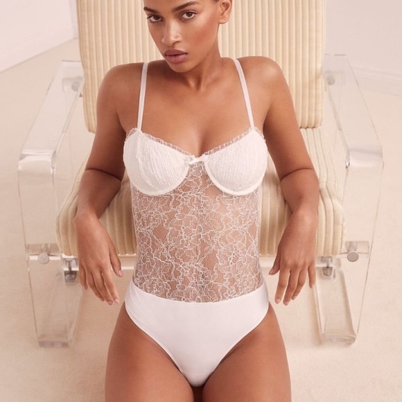 New! For Love And Lemons stardust White Lace Bodysuit teddy 1229 - Picture 1 of 12